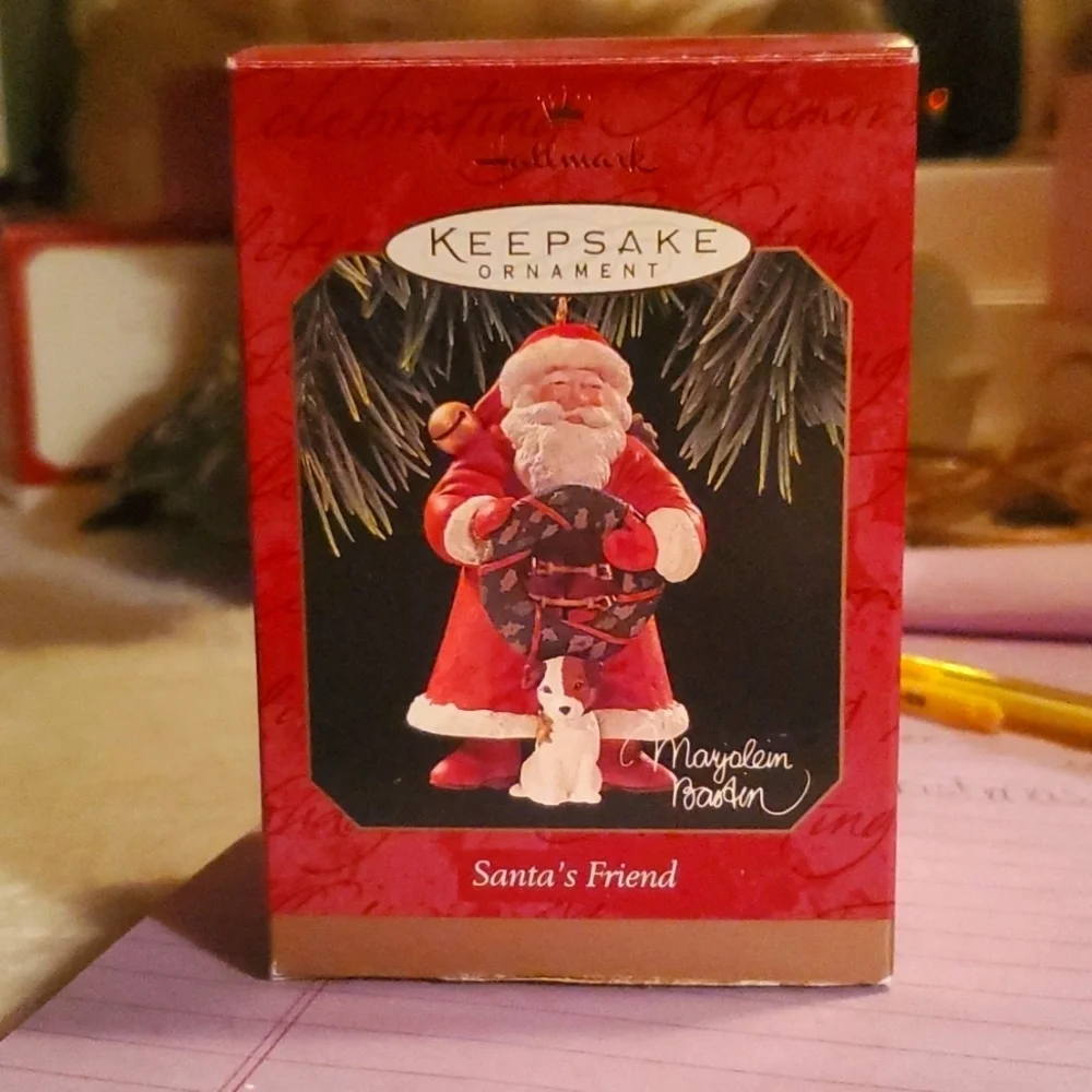 Vintage Christmas Tree Ornament Santa's Friend